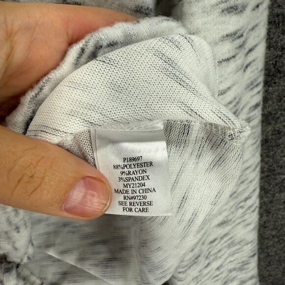 Absolutely Famous Hoodie Women XL White Striped Long Sleeve Pullover V-Neck - Picture 4 of 7